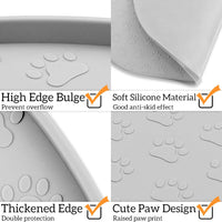 Dog Food Mat Spill-Proof Silicone Dog Bowl Mat Raised Edge Pet - Light Grey / 19"L x 12"W - image 4