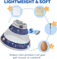 Breathable Air Mesh Cat Cone Collar Soft to Stop Licking, Adjustable, Foldable Lightweight Kitten Cones After Surgery Recovery for Cats & Kittens (Star Blue,S)