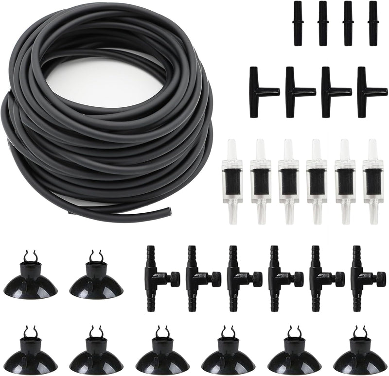 25ft Air Hose 3/16inch for Aquarium with Connector Accessories - 50 ft. / Black