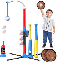 QDRAGON 4-in-1 T ball set for kids with bats, softballs, tee stand and catch paddles