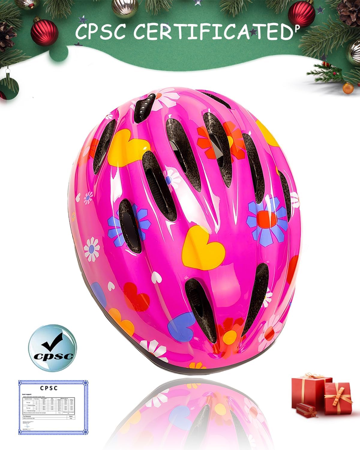 BeBeFun girls bike helmet in pink with 12 air vents and adjustable fit knob, ages 3 to 10 - view 32
