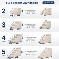 Dog Stairs for Small Dogs, 3-Step Pet Steps for Couch Sofa - Beige / 3 / 3-Step (22.4"D x 15.7"W x 15.7"H) - image 3