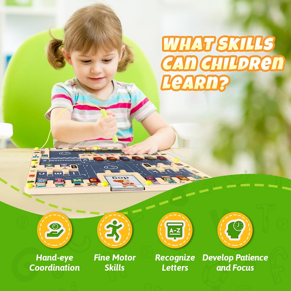 Magnetic Alphabet Maze for Kids - Alphabet Parking With Card - image 3