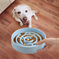 Ceramic Slow Feeder Dog Bowl - Blue - image 3