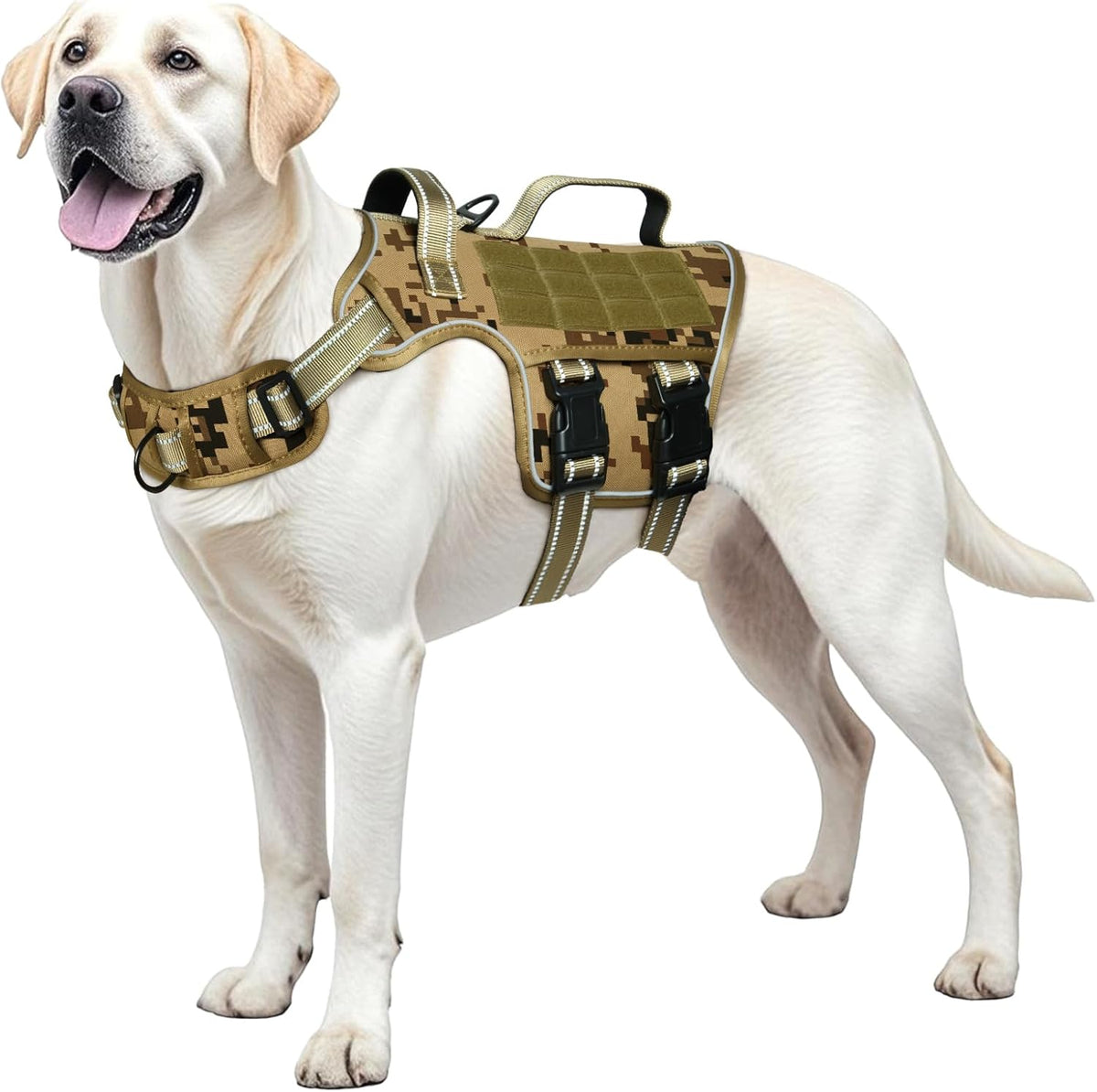 Dog Harness for Large Dogs - Desert Camo / L(Neck:18-24",Chest:25-36"),45-80 lbs