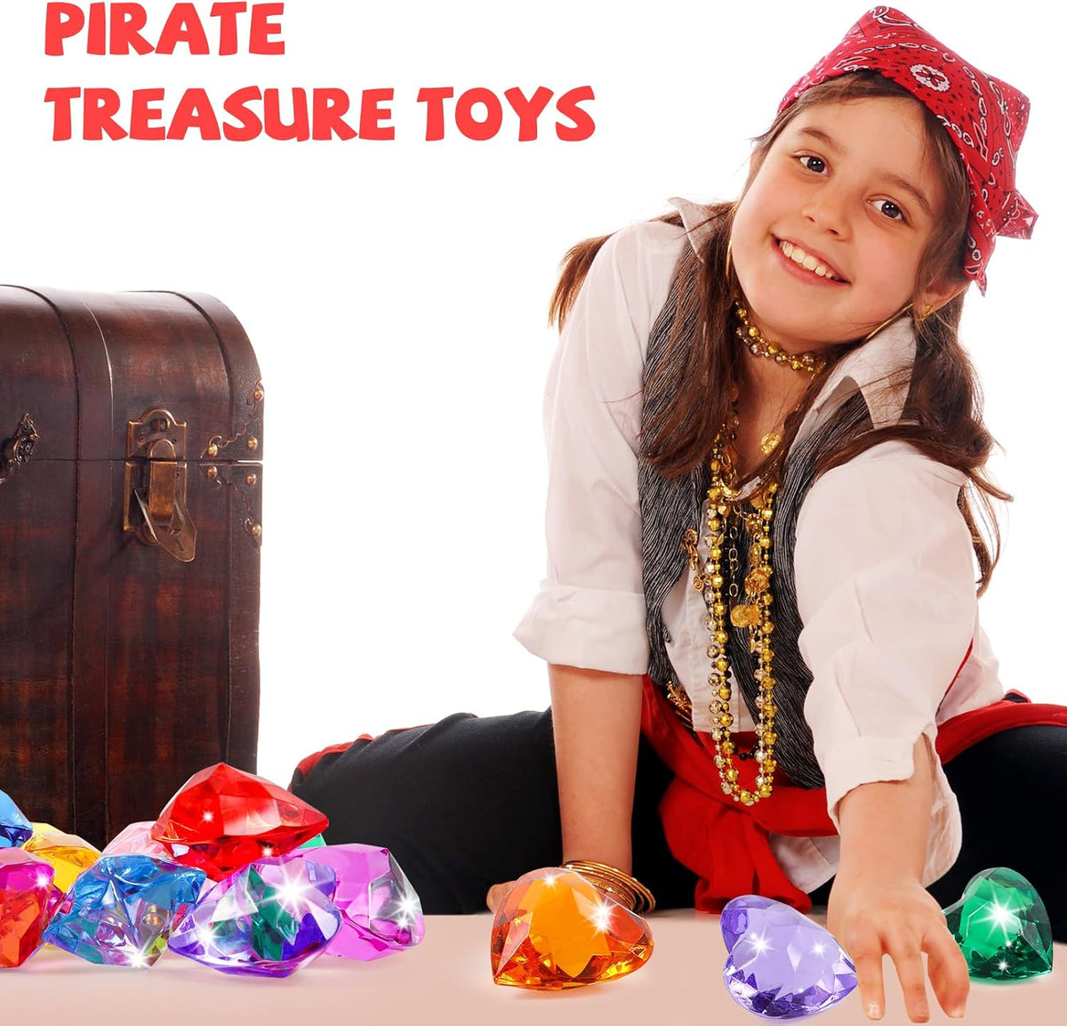 Niceup acrylic heart gems, 30 chunky 3D heart-shaped diamond gemstones for kids - view 24