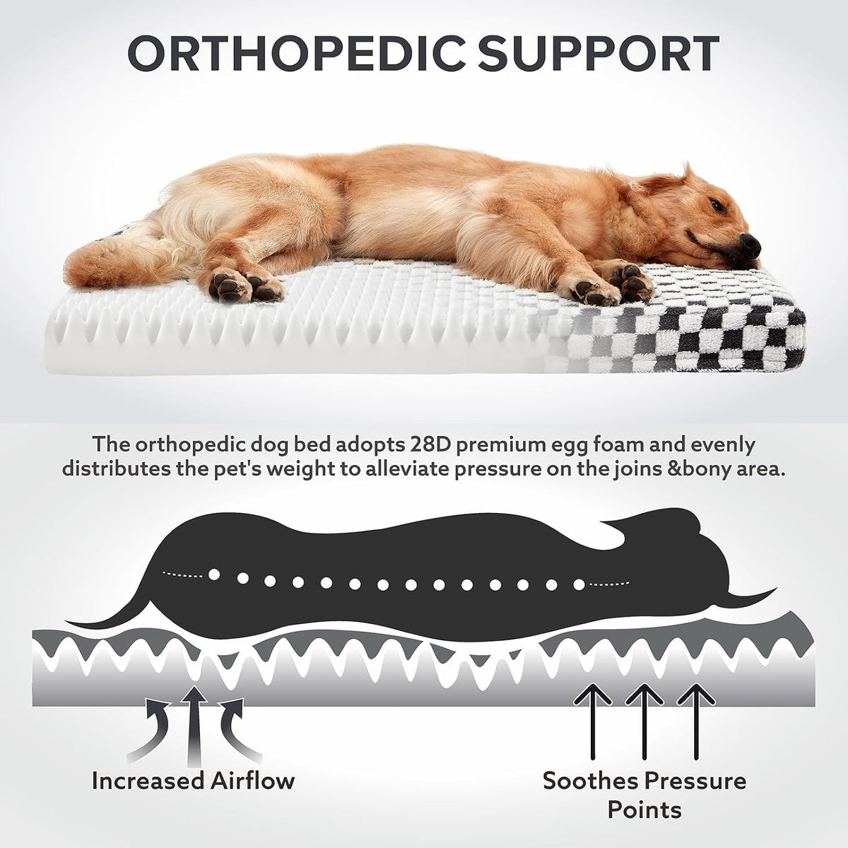 JOEJOY Dog Bed for Large Dogs - M (30x20) / Grey - image 3