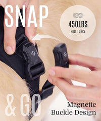 2025 New Edition, Fei & Eve MagEase Dog Harness - 3-Second Magnetic Buckles | 3-Point No-Pull Control | Heavy-Duty 900D Nylon | Dual Safety Handles | Breathable Mesh | Adjustable Fit | Medium,Black