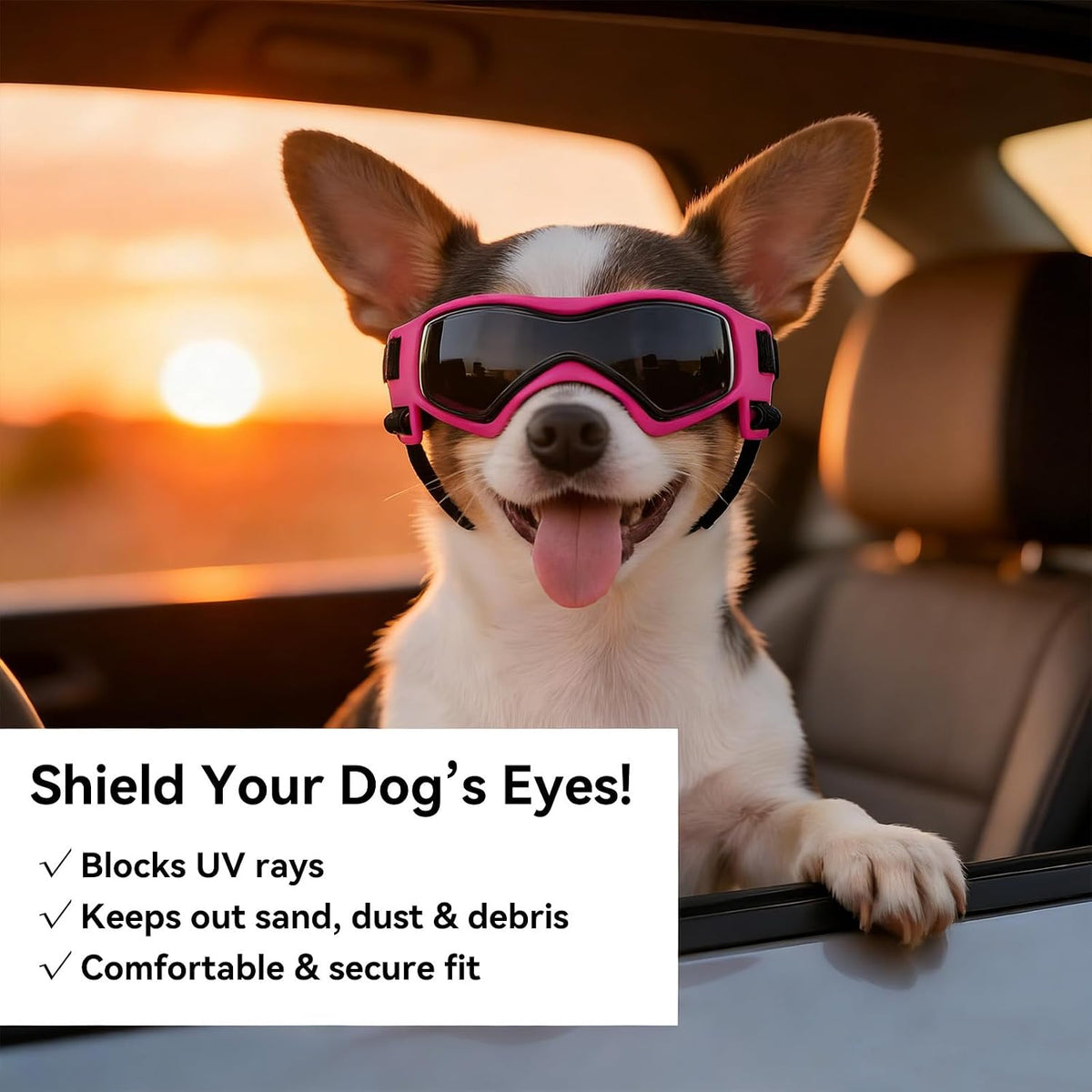Dog Sunglasses for Extra Small Breed UV Protection Windproof XS Dog - X-Small / Pink - image 3