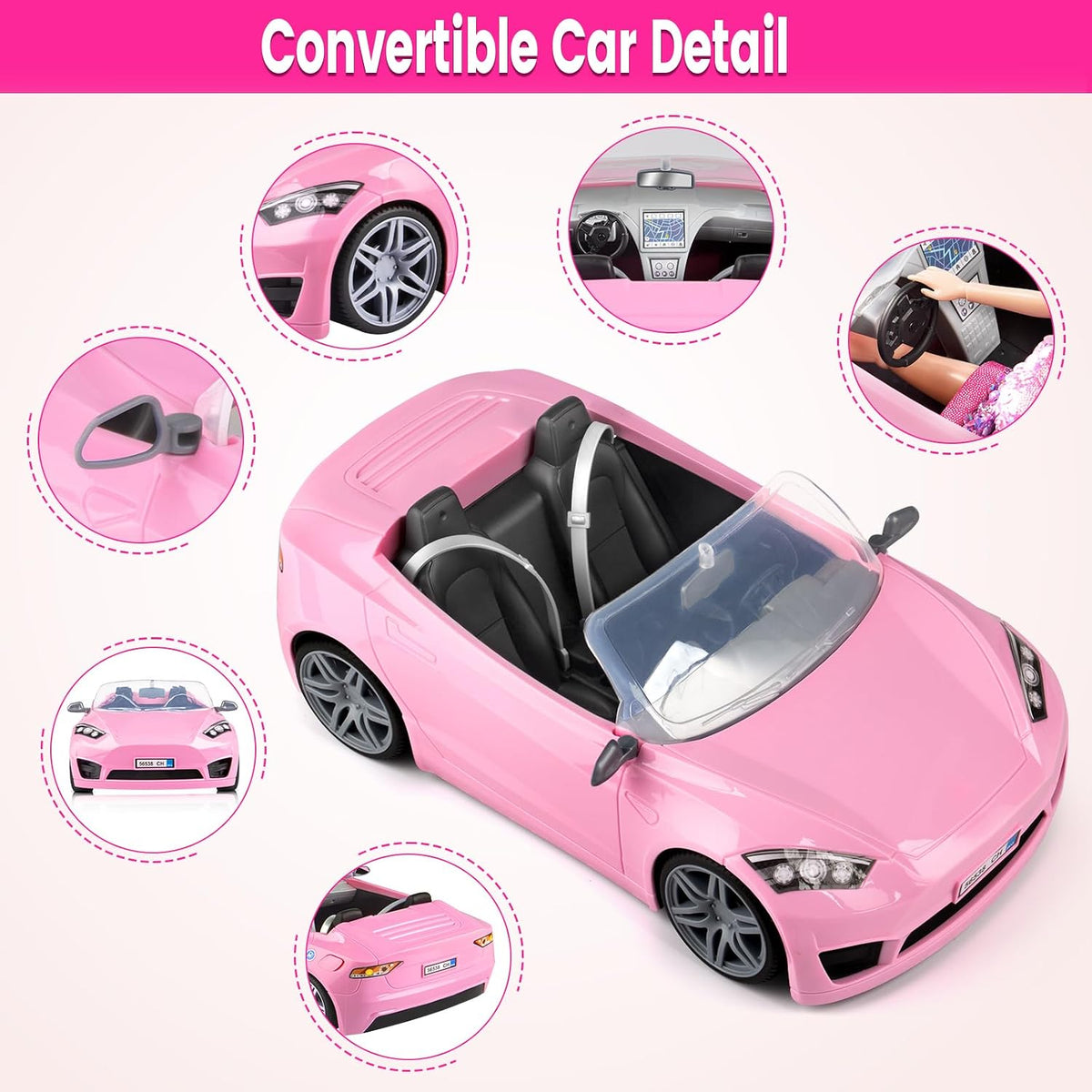 TQRAZ 76 Pcs Doll Car Playset Clothes and Accessories with 11.5 Inch - 76 pcs - image 3