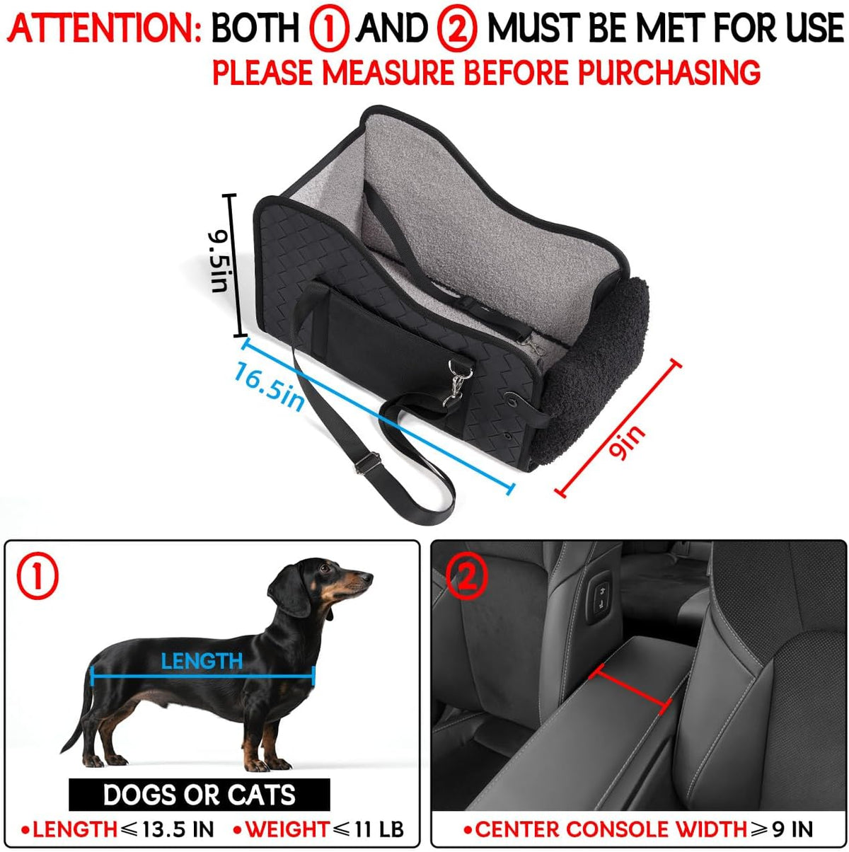 Center Console Dog Car Seat for Small Dogs - leather black - image 2