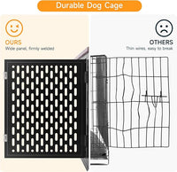 Heavy Duty Dog Crate Furniture for Large and Medium Dogs, 43.7 Inch Large Dog Crate Kennel with Flip Top & Cushion & Wheels, Escape Proof Pet Cage for High Anxiety Dogs