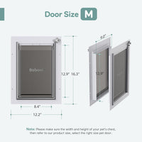 Baboni Dog Door for Door, 3-Flap, Durable Plastic Frame - White / Medium / Metal Frame - image 3