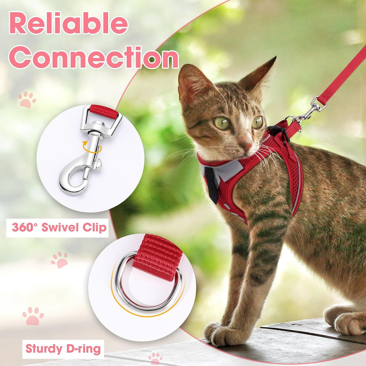 Cat Harness and Leash Set for Walking Escape Proof Vest for Kitten – Essentials for Cats - Red / Small - image 4