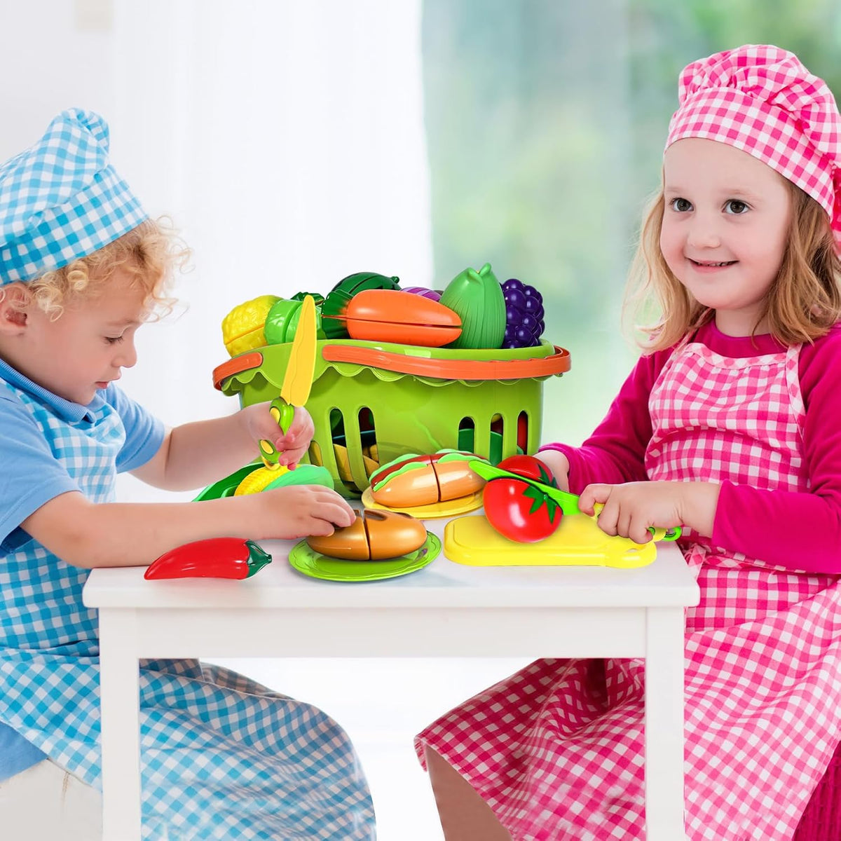 100 PCS Cutting Play Food Toy for Kids Kitchen - Green - image 4