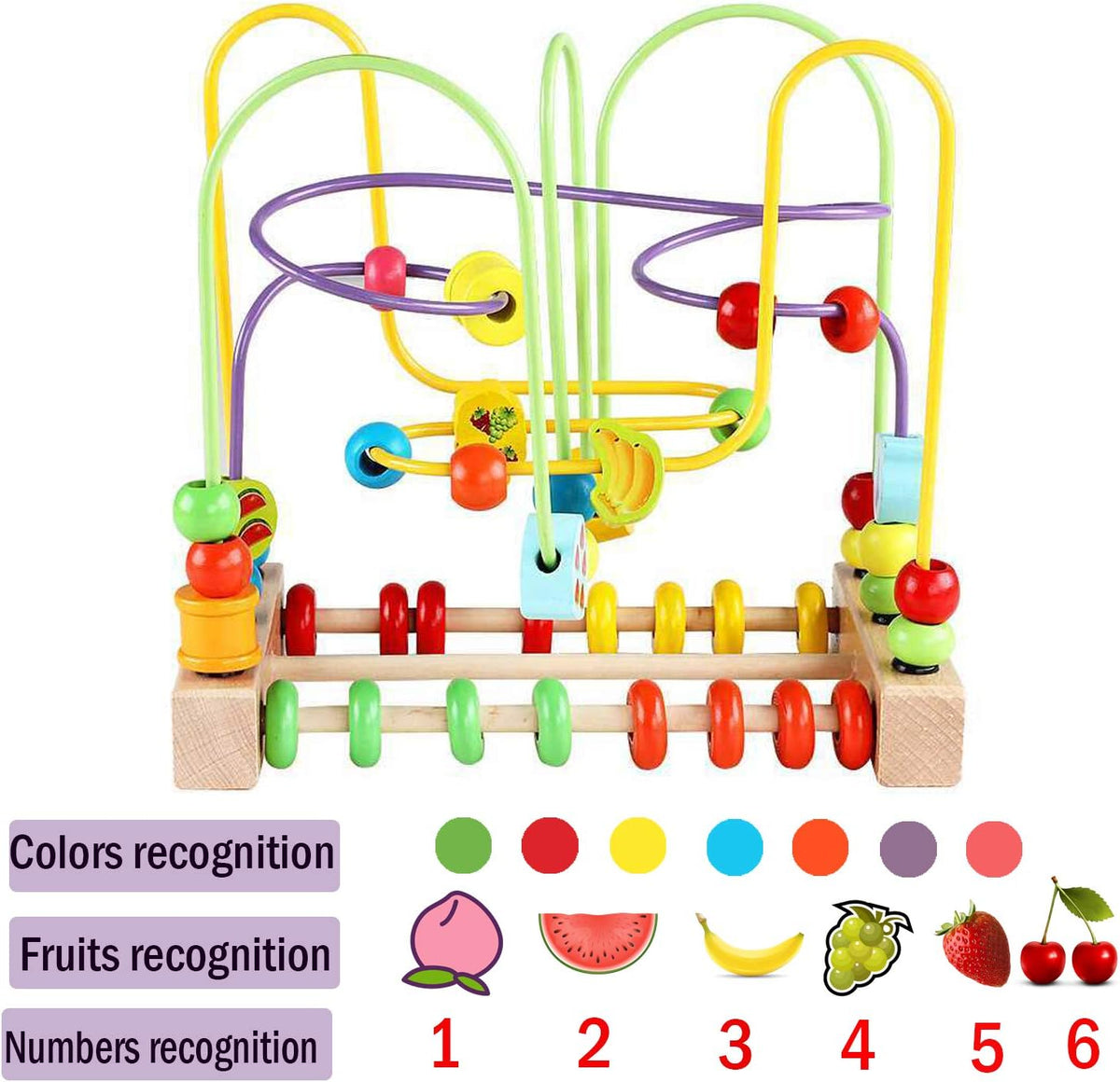 Wondertoys Bead Maze Toy for Kids Wooden Colorful Abacus Roller - image 2