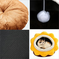 Cat Beds for Indoor Cats-Rabbit-Shaped Cat Cave Bed with Hanging Toy - Sunflower Brown / Sunflower / M - image 3