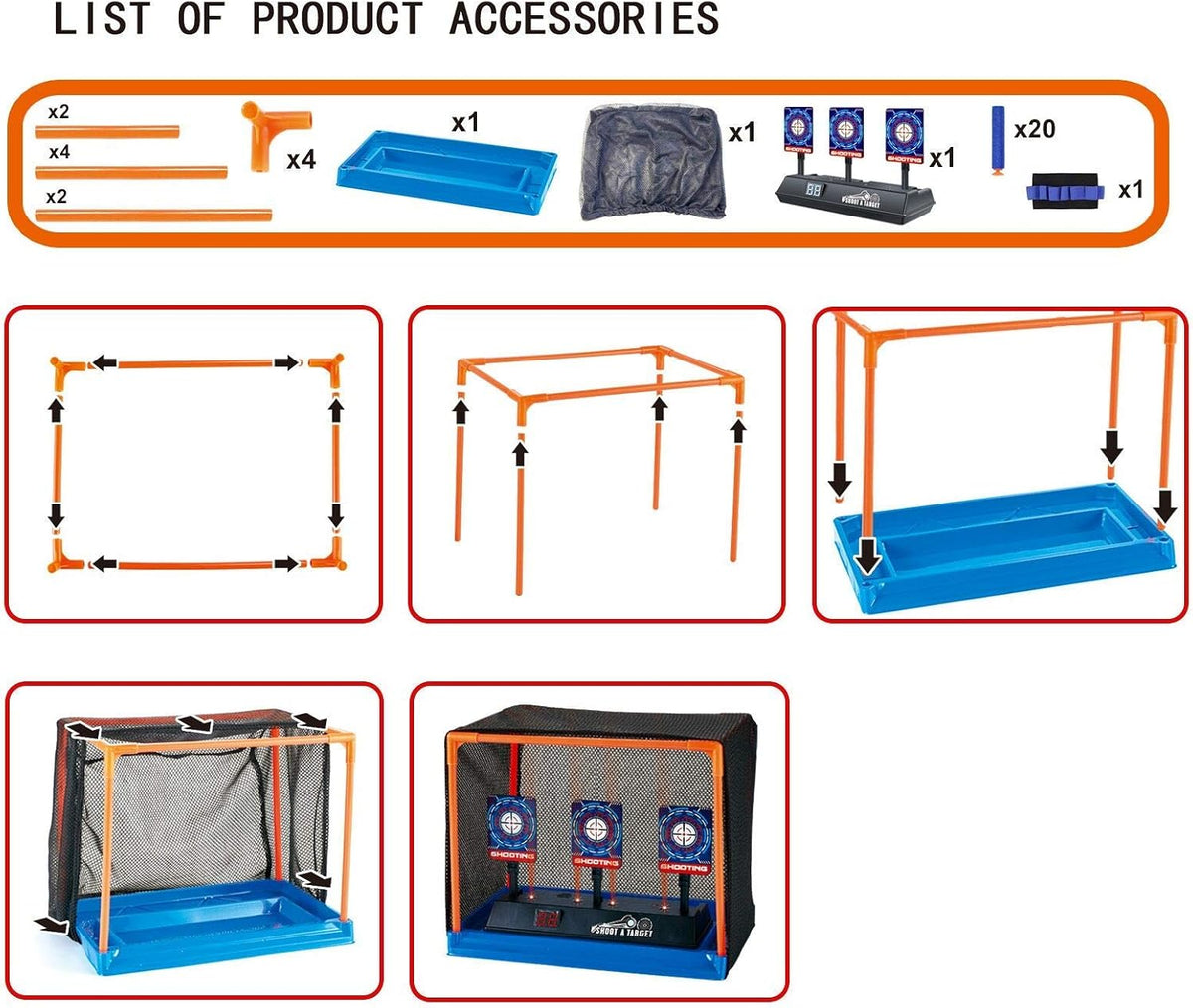 MTISGREAT auto reset digital shooting target with net and two wrist bands for toy blasters - view 5