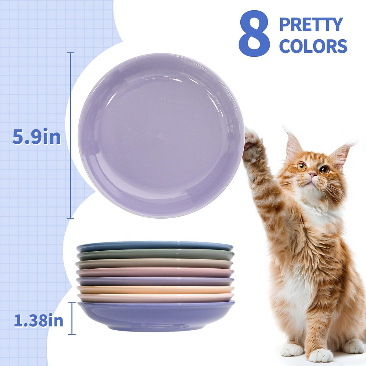 [8 Pack] Ceramic Cat Food Bowl - 8 color - image 2