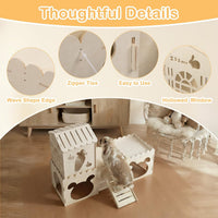 Large Rabbit House, Wooden Bunny Castle with 3 Houses Indoor - 4 Houses with 2 mats - image 4