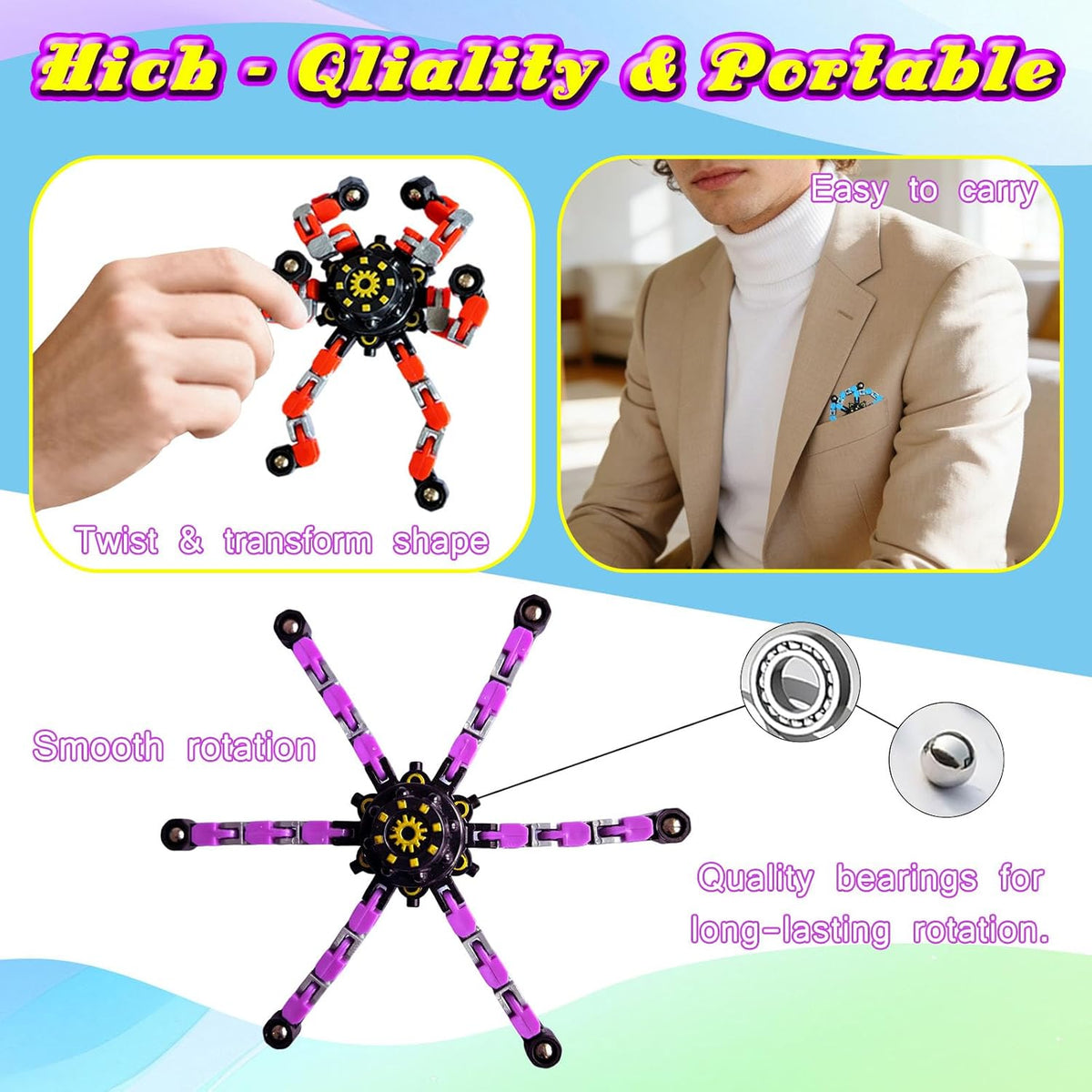12 Pack Funny Sensory Fidget Toys - Multicolor - 24pcs - image 3
