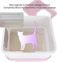 RIZZARI Foldable Cat Litter Box,Cat Box with Drawer, Large Capacity Litter Box with Lid, Top Opening Litter Pan for Small to Big Cats (Pink)