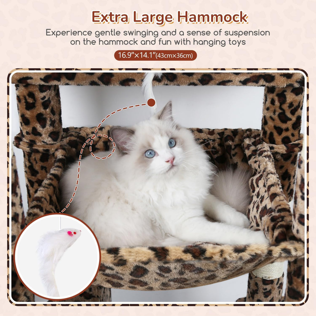 Globlazer F70 Pro Heavy Duty Cat Tree Tower for Indoor Cats Large - Leopard Print / XL - image 4