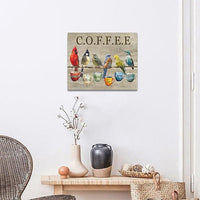 Rustic Bird Coffee Wall Art Kitchen Christ Coffee Pictures Wall Decor Farmhouse Cardinal Hummingbird Canvas Print Painting Artwork for Coffee Bar Living Room Bedroom 16"x20"