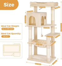 Cat Tree 32” Small Cat Tower with Large Hammock 16”& Self Groomer – Essentials for Cats - XLarge-53" / Beige - image 2