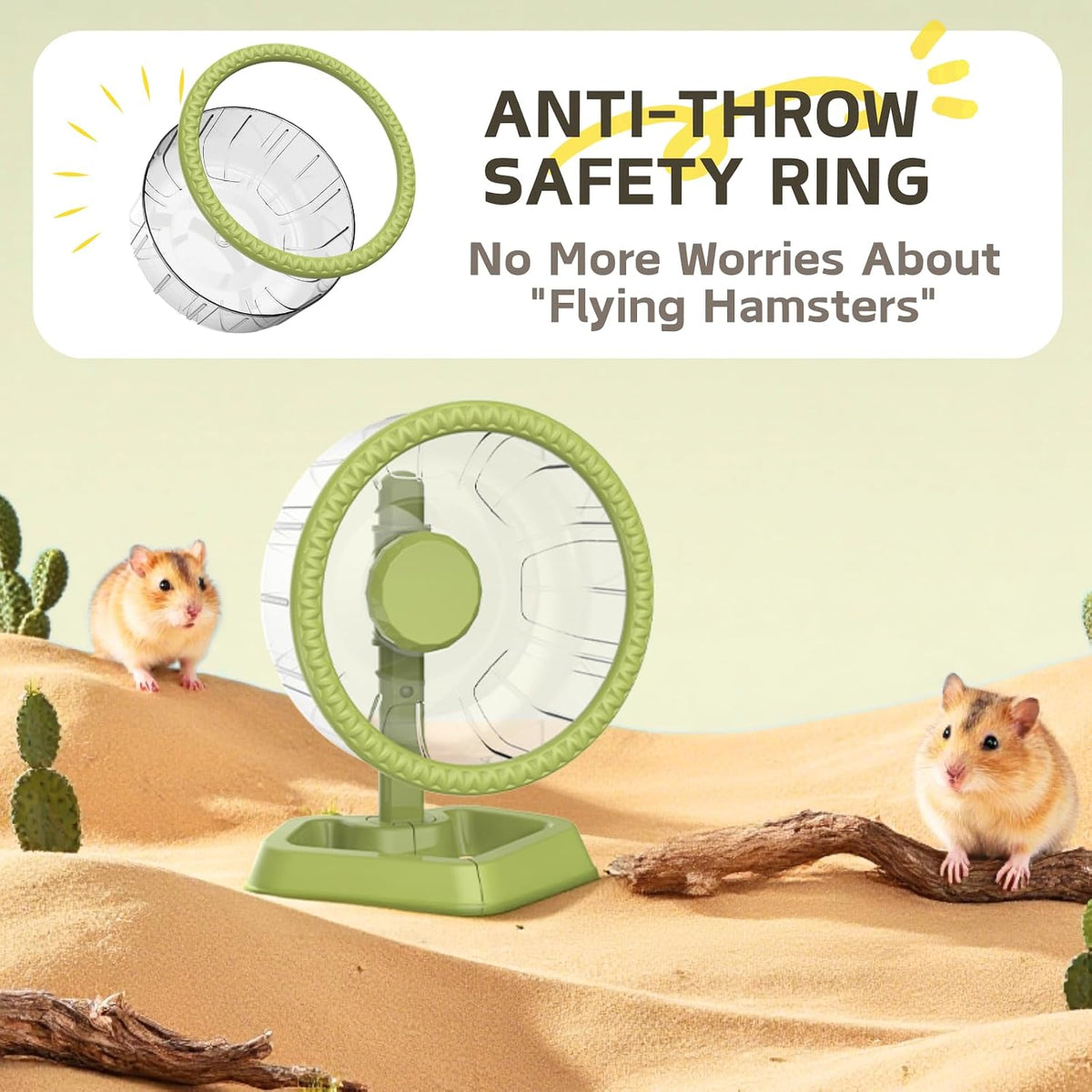 Hamster Wheel, Quiet Spinner Hamster Running Exercise Wheel with Adjustable Stand for Small Animals - Green / Large(9.4 inch) - image 2