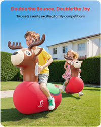 QPAU Inflatable Dinosaur Bouncy Hopper Toy - Reindeer / 2 Pack - image 2