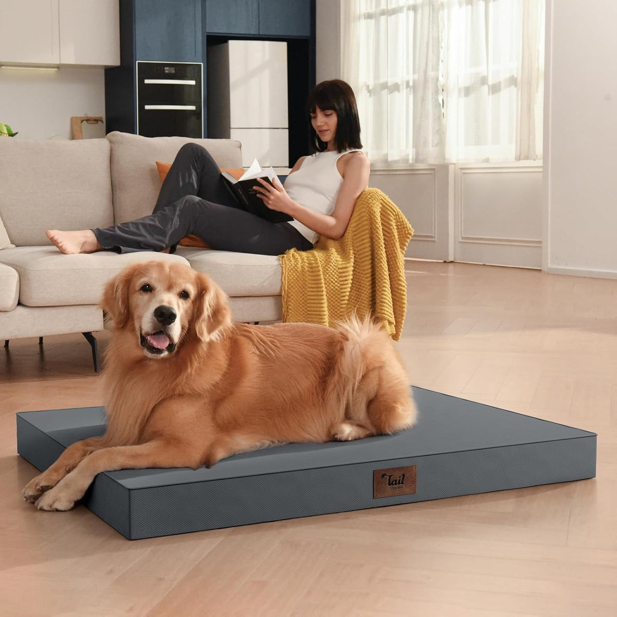Outdoor Waterproof Orthopedic Dog Bed for Large Dogs – Essentials for Dogs - Grey / 36.0"L x 27.0"W x 3.0"Th - image 2