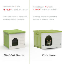 Plastic Cat House for Outdoor Indoor Use - Green-M - image 2