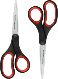 Westcott 8 inch titanium non-stick scissors with black and red handles, 2 pack