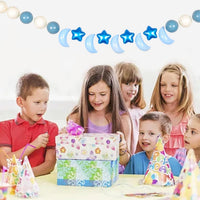 GOGOSO Ball Pit Balls Stars Moon Shapes Plastic Pitballs for Child - 100 balls / Pearl Blue+cream Blue+white - image 2