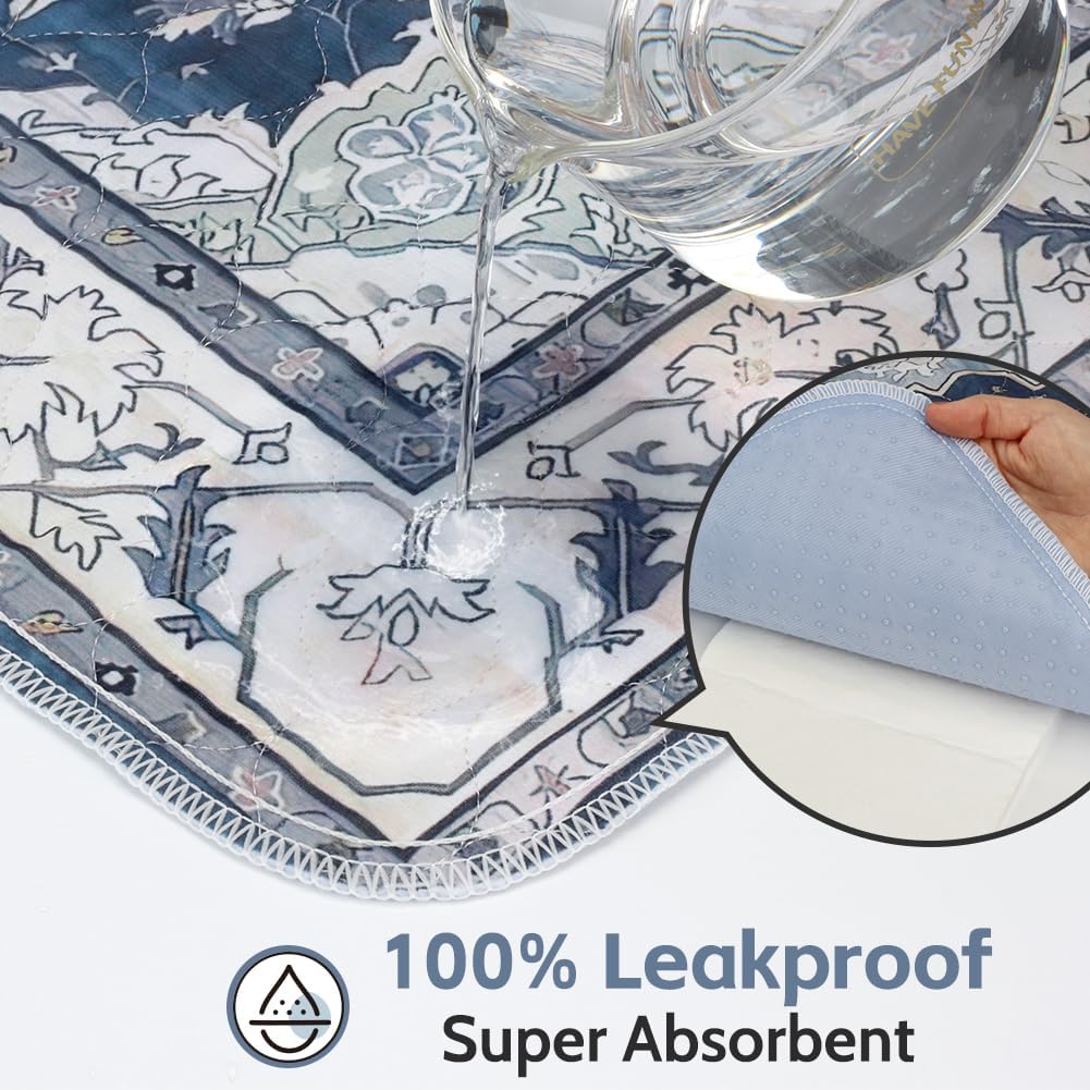 Washable Pee Pads for Dogs, Non-Slip Potty Pads - Navy & Ecru / 48"x32" (Pack of 2) - image 4
