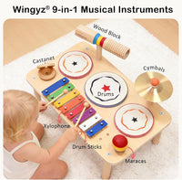 WINGYZ Kids Drum Set, 9-in-1 Montessori Toys – Fun for Kids & Family - 16'' L x 9'' W x 2.4'' H - image 2