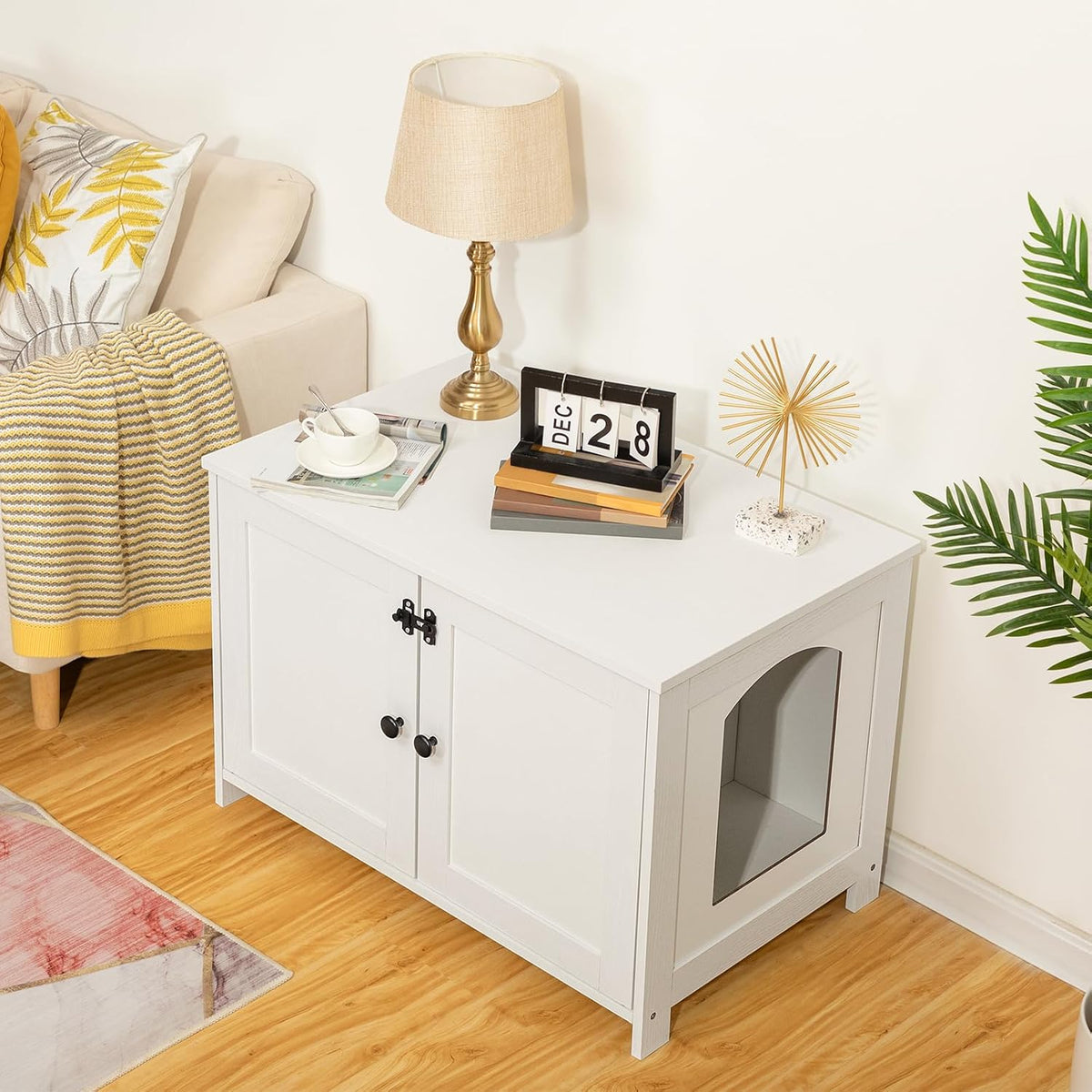 HOOBRO Litter Box Enclosure - White / 31" L x 17.5" W x 19.7" H - image 2