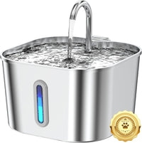 Stainless Steel Cat Water Fountain - 2.2L Fountain+1 Filter + 1 Sponge