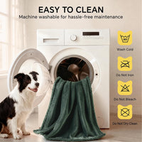 Waterproof Pet Blanket, Liquid Pee Proof Dog Blanket for Sofa Bed Couch, Reversible Sherpa Fleece - Queen (90" x82") / Dark Green-thicken - image 4