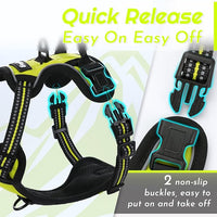 Eagloo Small Dog Harness No Pull, Service Vest with Reflective Strips and Control Handle, Adjustable and Comfortable for Walking, No Choke Pet Harness with 2 Metal Rings, Green, XS
