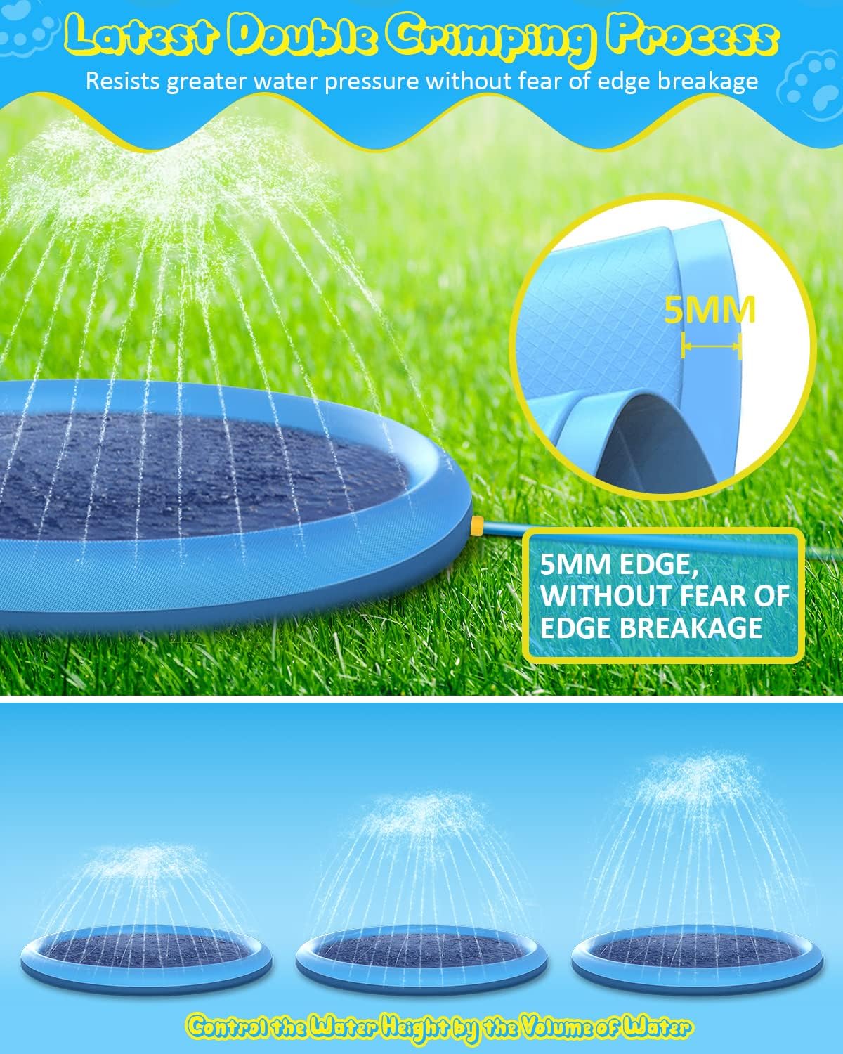 Raxurt Non-Slip Splash Pad for Kids and Dog - Blue / 87in - image 4
