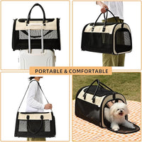 PET MARVEL Cat Carrier Soft Sided Large for Pet Dogs up to 25 Lbs, Airline Approved Mesh Pet Travel Bag, Breathable Bite-Resistant Fabric with Removable Washable Mat