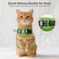 Plaid Breathable Rabbit Harness and Leash Set Escape Proof - Green / L - image 4