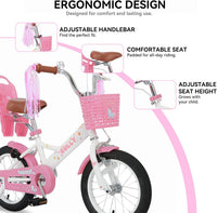 RULLY pink unicorn kids bike with training wheels, front basket, doll seat and streamers - view 17