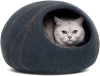Cat Cave, New Zealand Wool Bed for Indoor Cats - Slate Gray / Medium