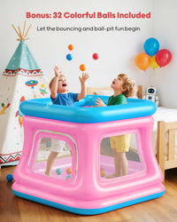 QPAU 3-in-1 Inflatable Bounce House with Pump for Toddlers 1-3 – Fun for Kids & Family - Blue & Pink - image 3