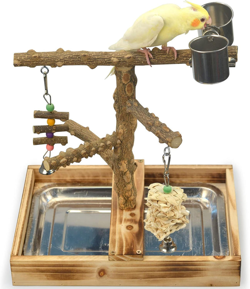 LIMIO Natural Wood Bird Toys Playground, Bird Cage Accessories
