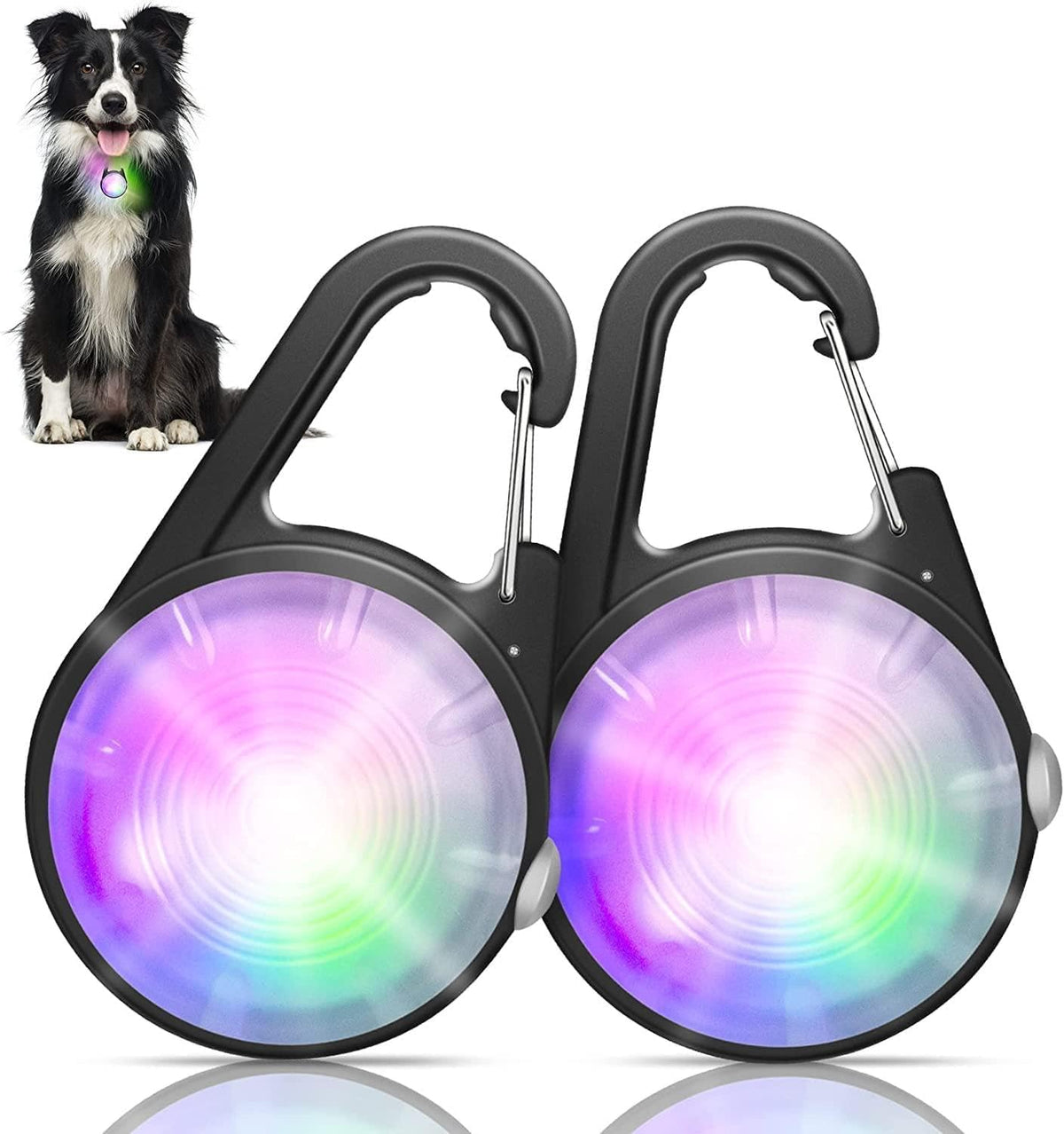 Dog Collar Light, 4 Modes Dog Lights for Night Walking - Black