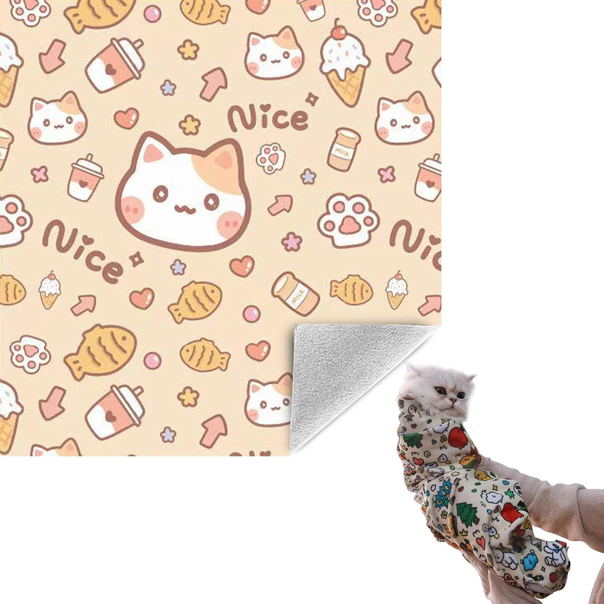 27.6" Cat Grooming Wrap Cat Wrap for Cutting Nails L – Essentials for Cats - L-27.6inch (within 15lbs) / #D1
